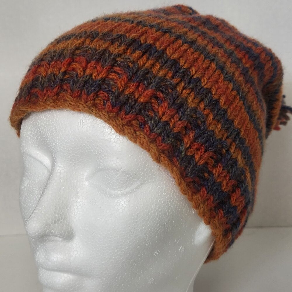 Hand Knit Striped Wool Tuque